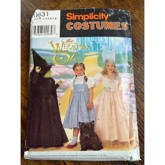 Simplicity Costumes The Wizard Of Oz Sewing Pattern 0631 Kids Sizes 3 to 8 - Picture 1 of 2